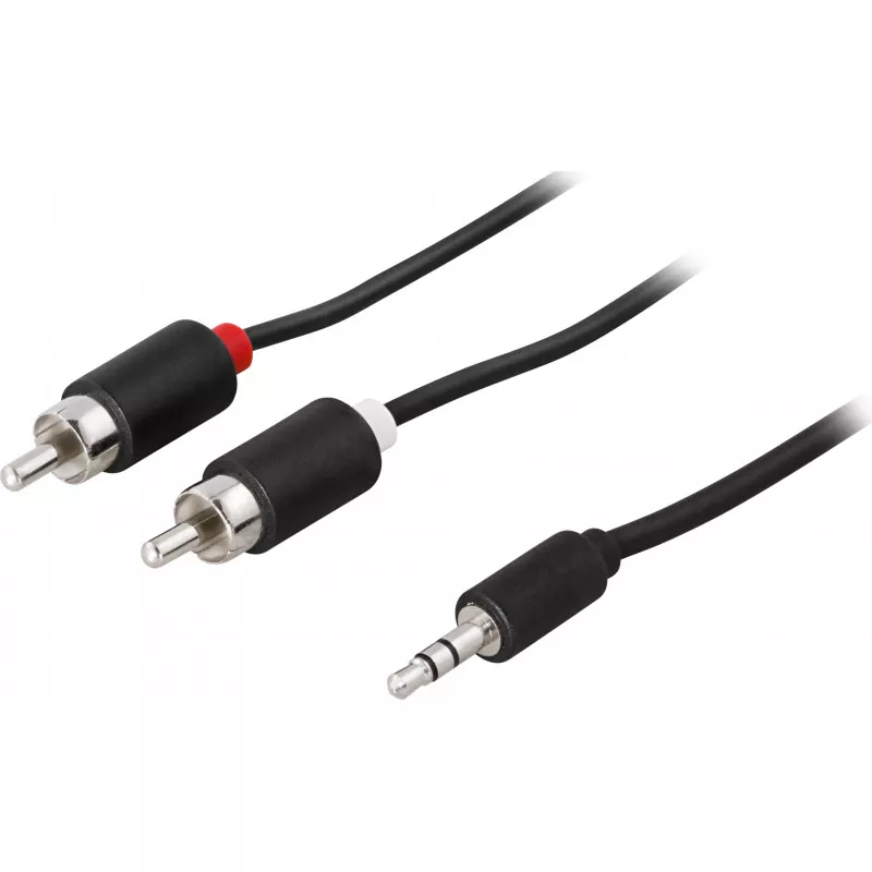 deltaco Audio Cable 3.5mm ma - 2xRCA ma 1m, black