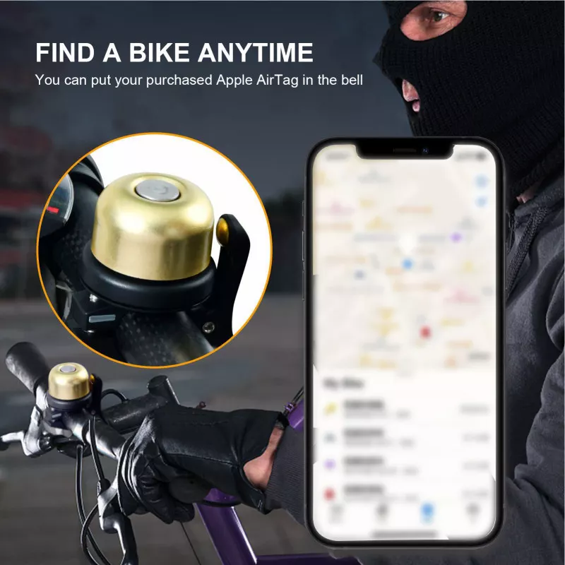 Ringeklokke med Airtag holder til cykel Sort