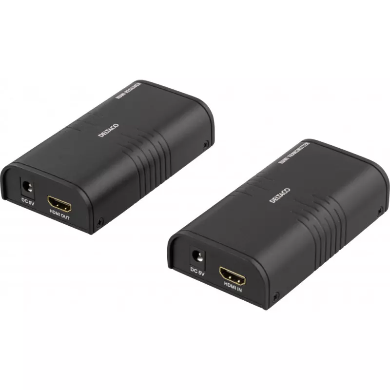 deltaco Ethernet HDMI extender, 120 meters in 1080P with Cat6, black