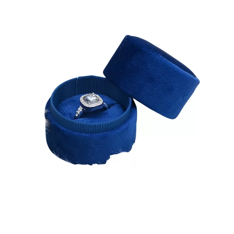 INF Rund Velvet Ring Box Blå