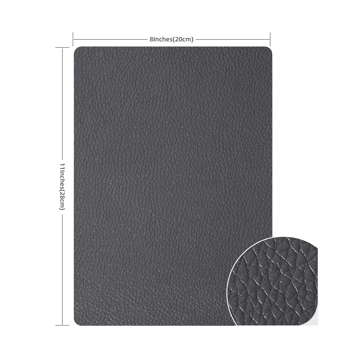 INF Selvklæbende PU-læder reparationslap Mørkegrå