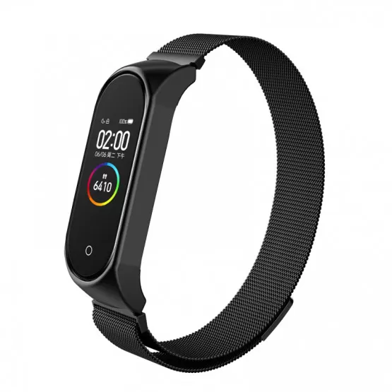 INF Metalstrop til Xiaomi Mi Band 3/4/5/6 Sort