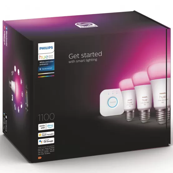 Hue Starter Kit Hvid Farve Ambiance 3xE27