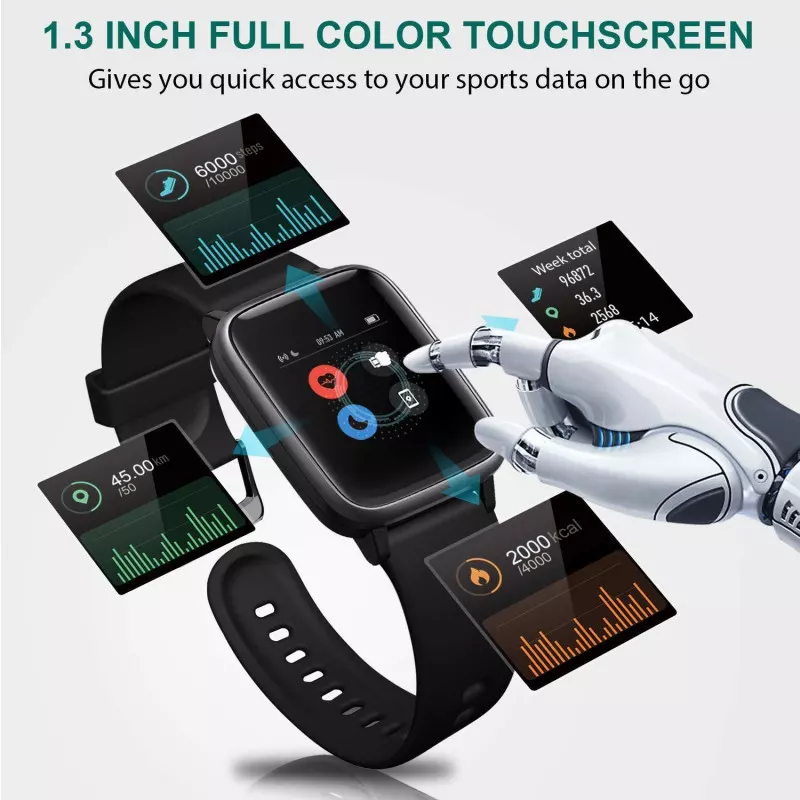 Sporty smartwatch til forskellige træningsformer, puls, skridt, søvn