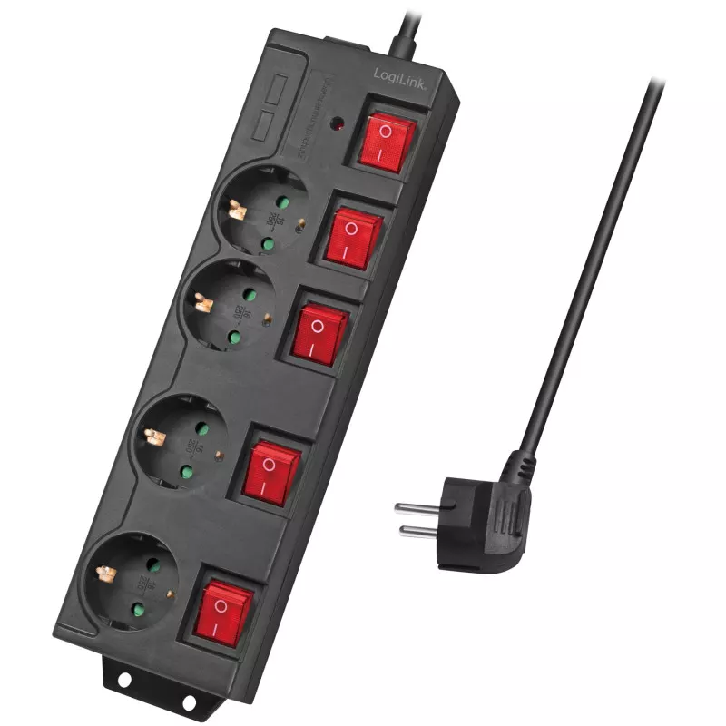 LogiLink Grenstik med separate kontakter 4-vejs sort