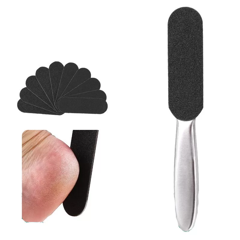 INF Stor fodfil med 10 udskiftningspuder - Rustfrit stål hård hud fjerner