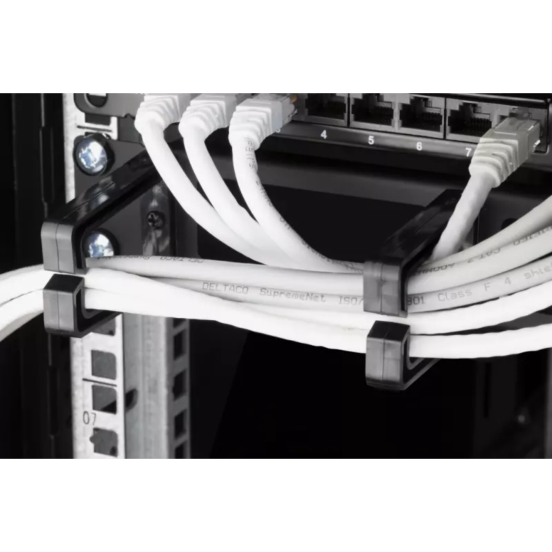 19" Cable panel, 1U, 5 brackets, cable management, black