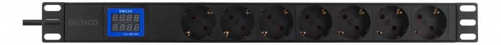 deltaco 7-udtag 19" strømfordeler, 2500W, CEE7/3, digital
