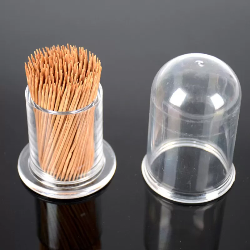 INF Rund tandpirkerholder i akryl, gennemsigtig tandpirkerdispenser