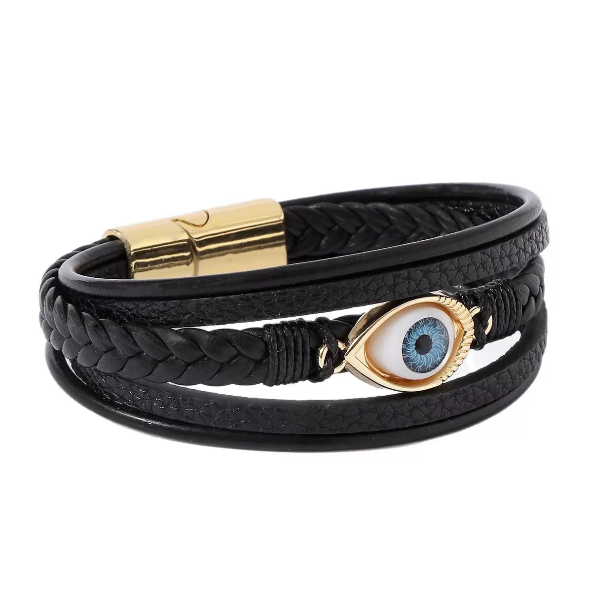 INF Håndlavet Flettet Læderarmbånd til Mænd - Sort