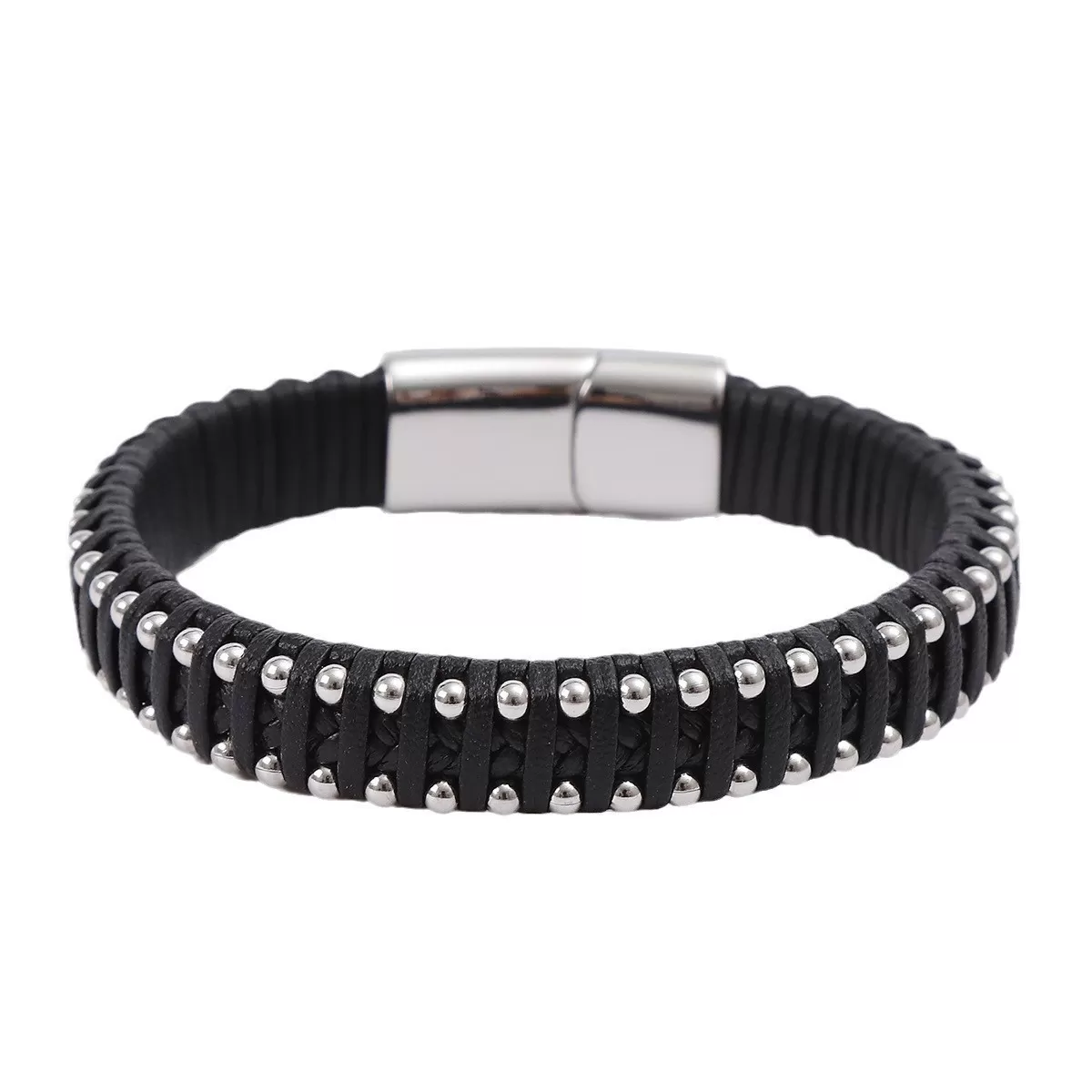 INF Stilfuldt Flettet Mikrofiberarmbånd til Mænd Sølv