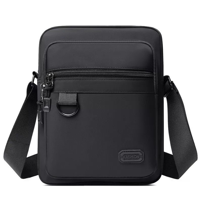 INF Stilfuld Oxford-stof lodret skuldertaske til mænd Sort