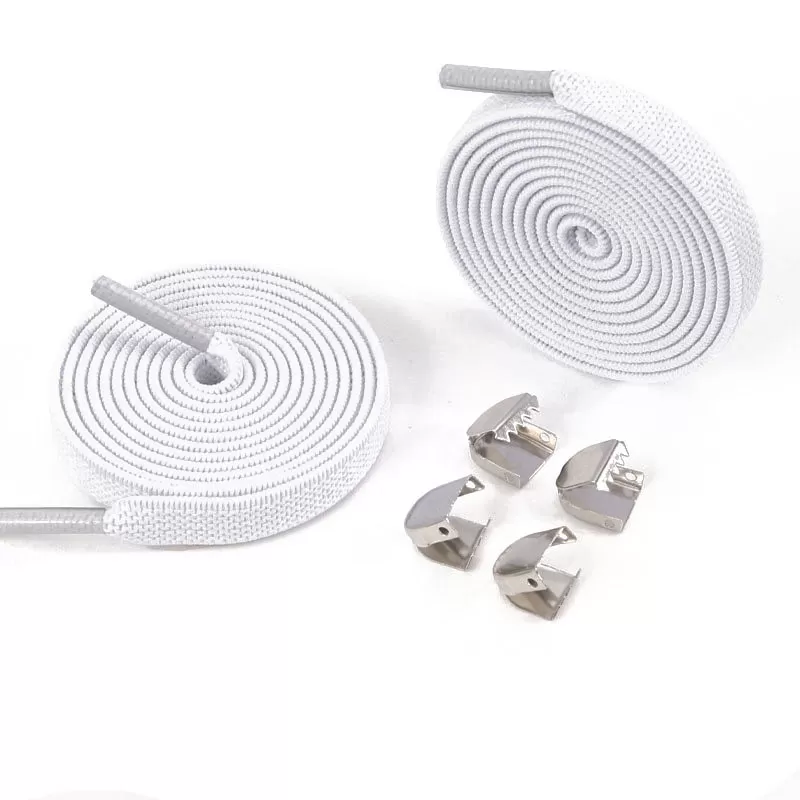 INF Elastiske snørebånd med flade spænde (5 par) hvid