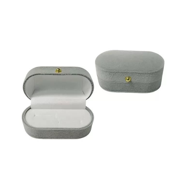 INF Elegant fløjlsringæske til forlovelses- og vielsesringe Grå