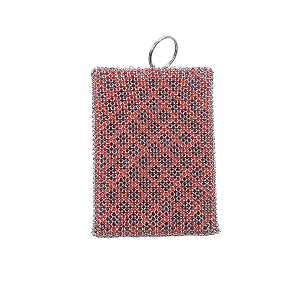 INF Rustfri stålskrubber til rengøring af gryder og pander Rød