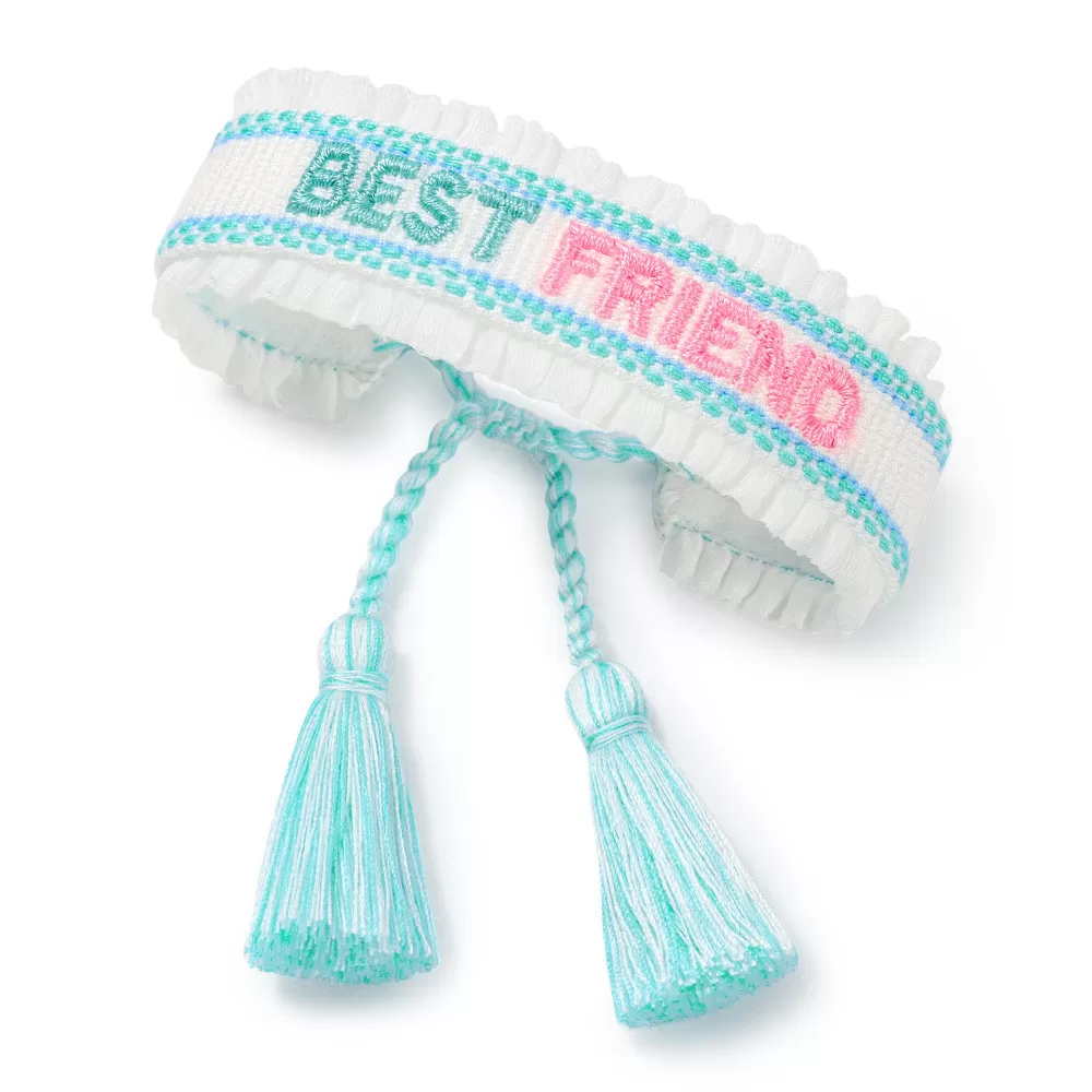 INF OF01-(BEST FRIEND) Venskabsarmbånd med bogstaver og blondekant - Blå/Marineblå polyester armbånd med justerbar lukning Blå