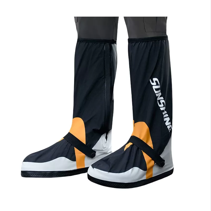 INF (L Størrelse) 42CM Fortykket Vandtæt Høj Rør Regnskoovertræk - Sorte PVC Oversko