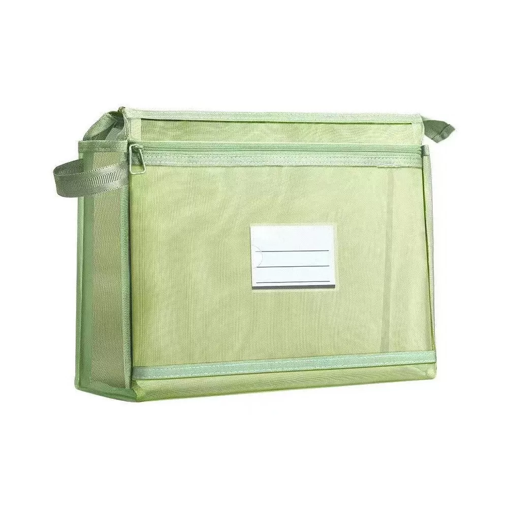 INF Dobbeltlags fortykket bred filtaske - Nylon Mesh eksamensdokumentorganisator