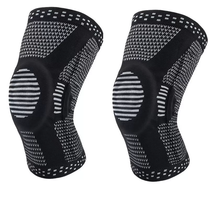 INF Sort knæbandage med fjederstøtte og silikonepude - Par XL