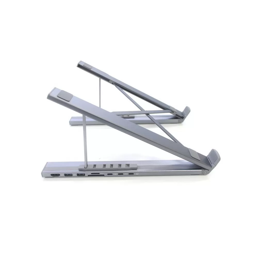 INF Udvidbar USB-C Dockingstation Laptop Stand - Sølv Aluminiumlegering, 4K HDMI, USB 3.0