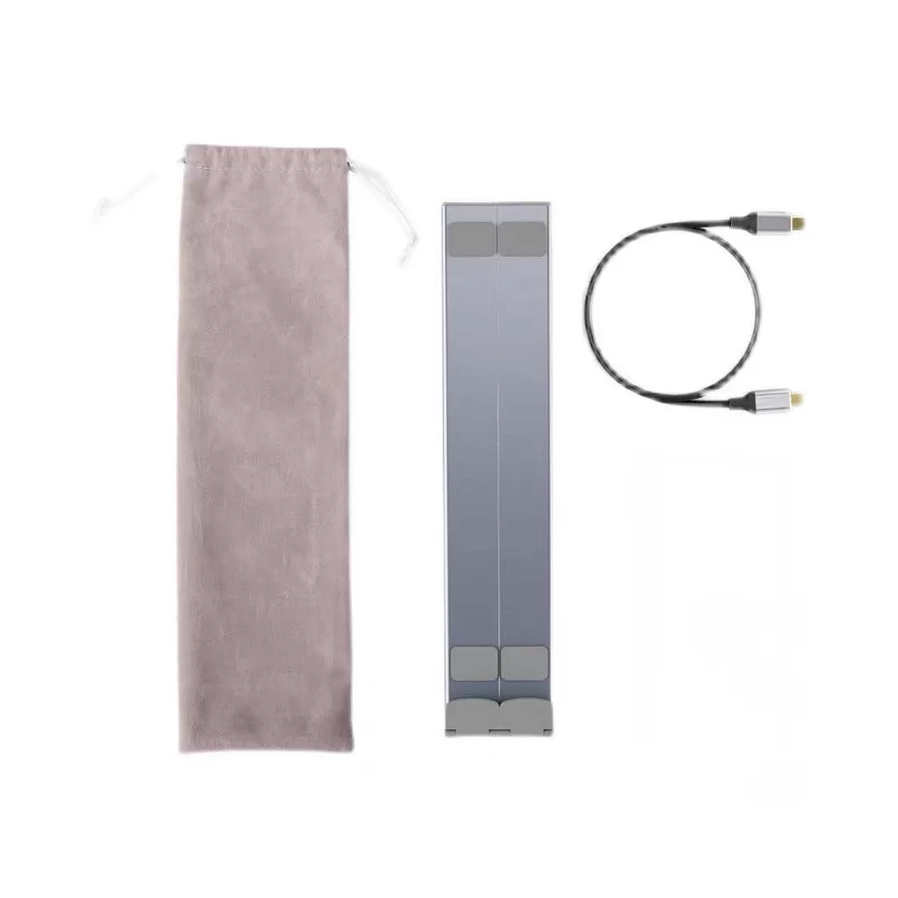 INF Dual Rod Seks-i-en Laptop Docking Station Stand - Sølv Aluminium Legering med Udvidbare USB-porte