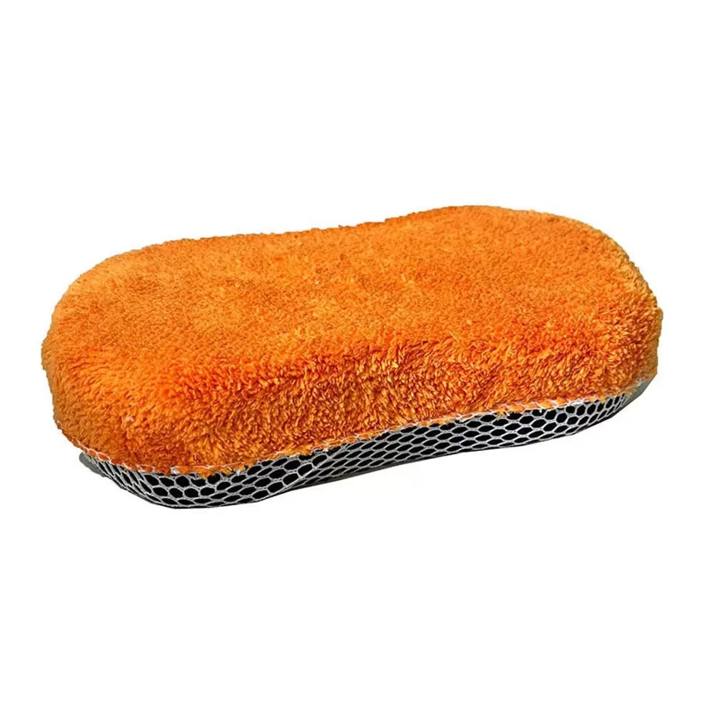 INF Enkeltlags koralfleece 8-formet bilvask svampeblok - ridsefri rengøring orange