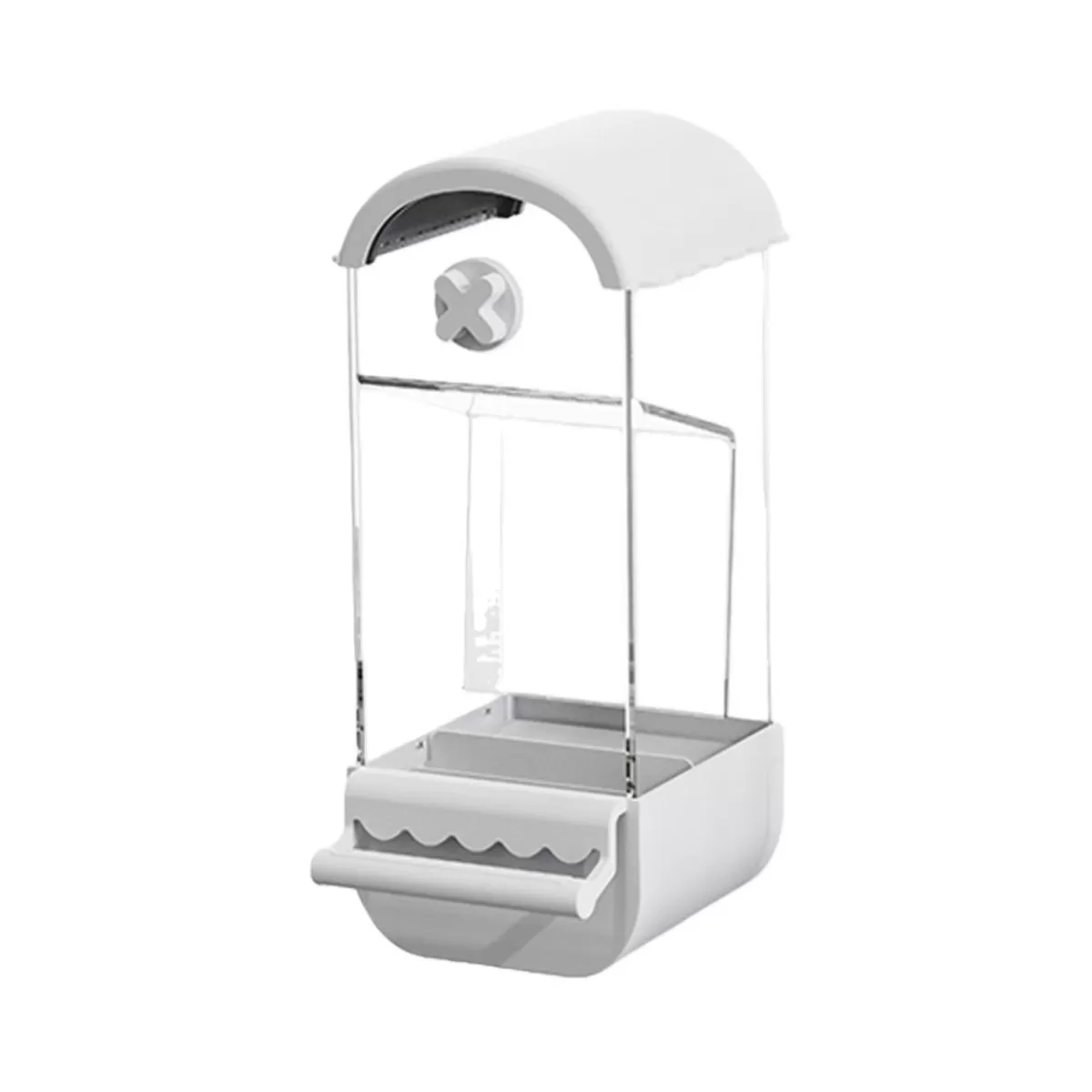 INF Yunding Papegøje Automatisk Foderautomat: Stor Kapacitet, Anti-Spild, Transparent Fuglefoderdispenser hvid