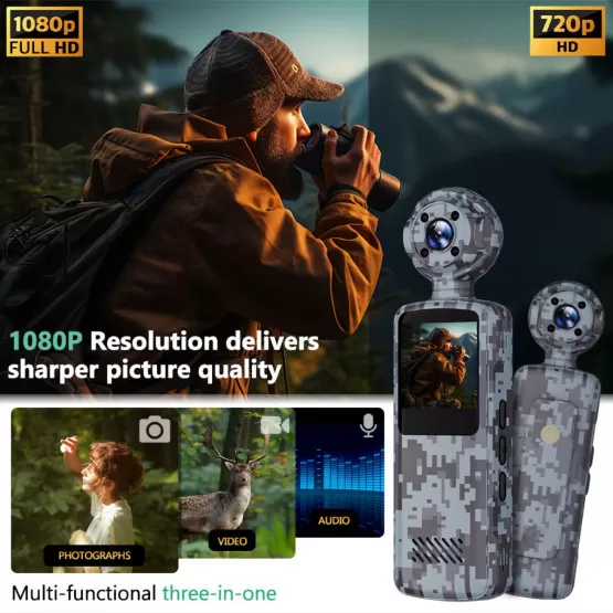 INF HD Clip-on Body Camera V6 Camouflage Edition med WiFi og 32GB TF-kort