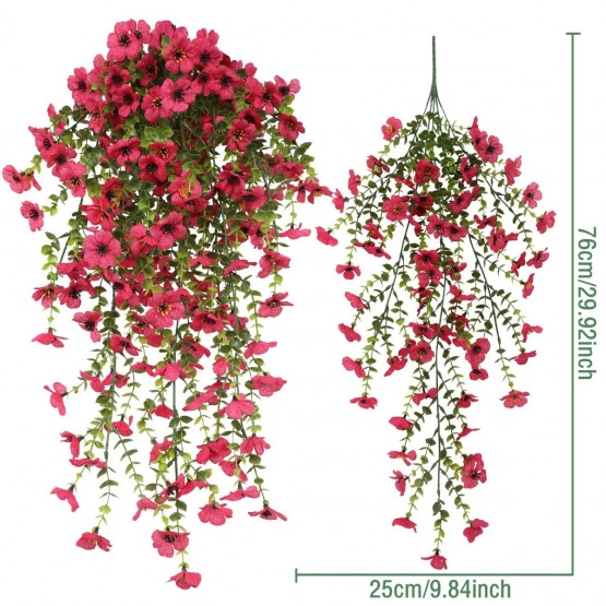 INF Violet-grøn eukalyptusranke kunstige blomster (2 stk)