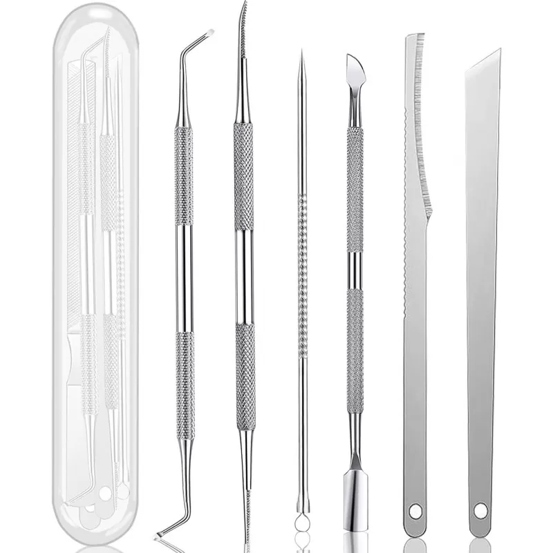 6 i 1 Negle Trim Værktøj Sæt Tånegle Clippers Kit Manicure Sæt Sølv