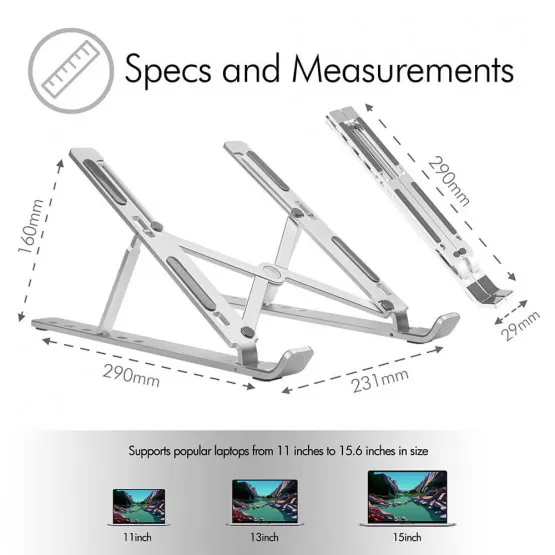 Computer Stander Image Computerstander Sammenfoldelig X shaped Aluminium Sølv