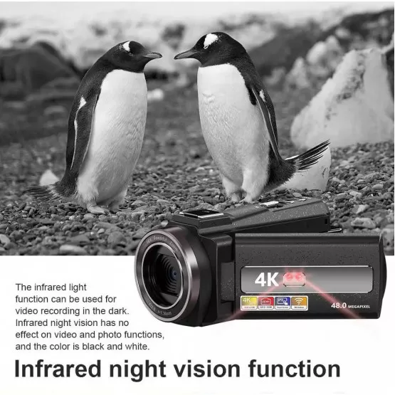 Videokamera 4K/48MP/16x Zoom/IR nattesyn/fjernbetjening/32GB kort